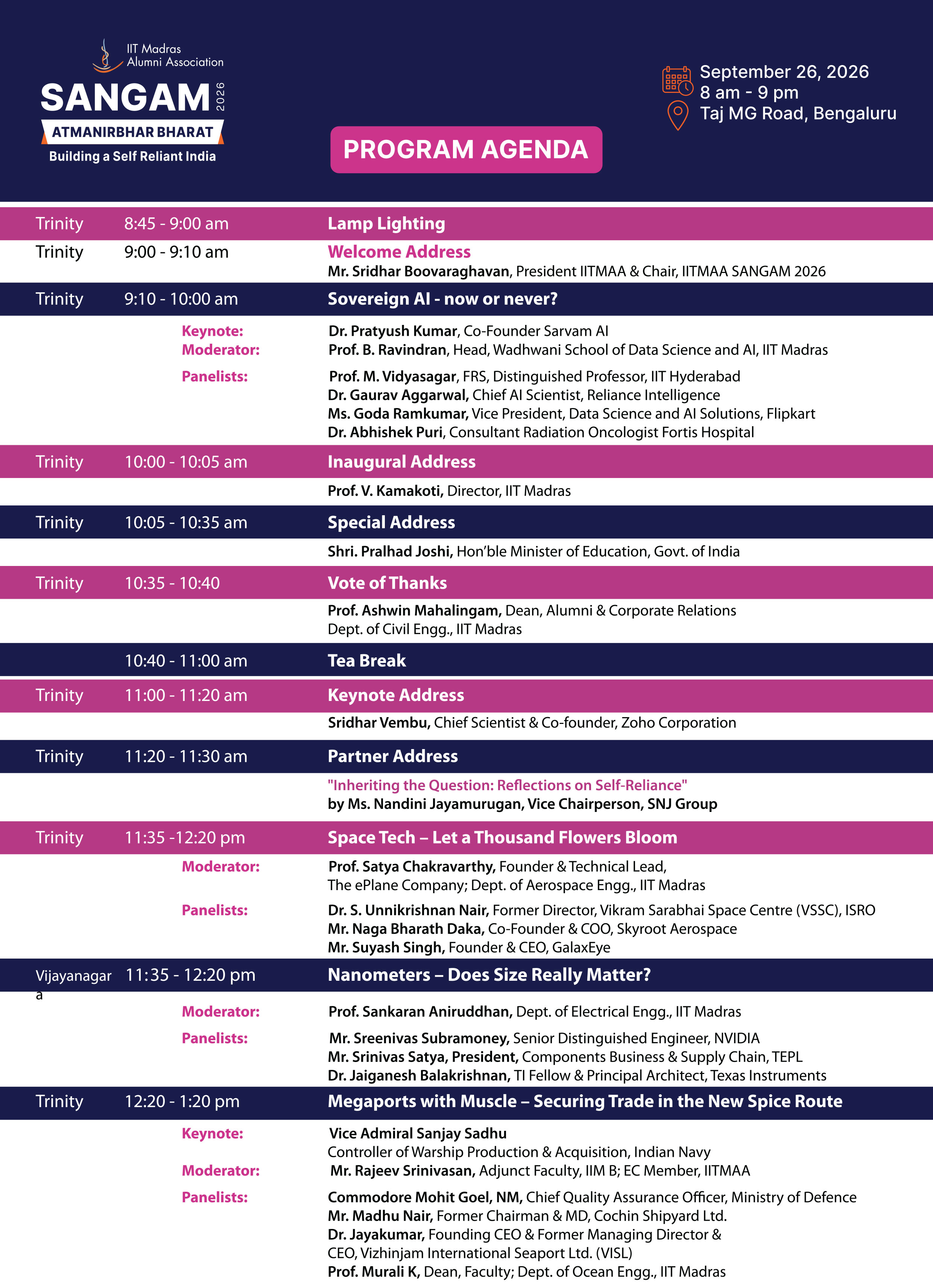 SANGAM 2026 AGENDA