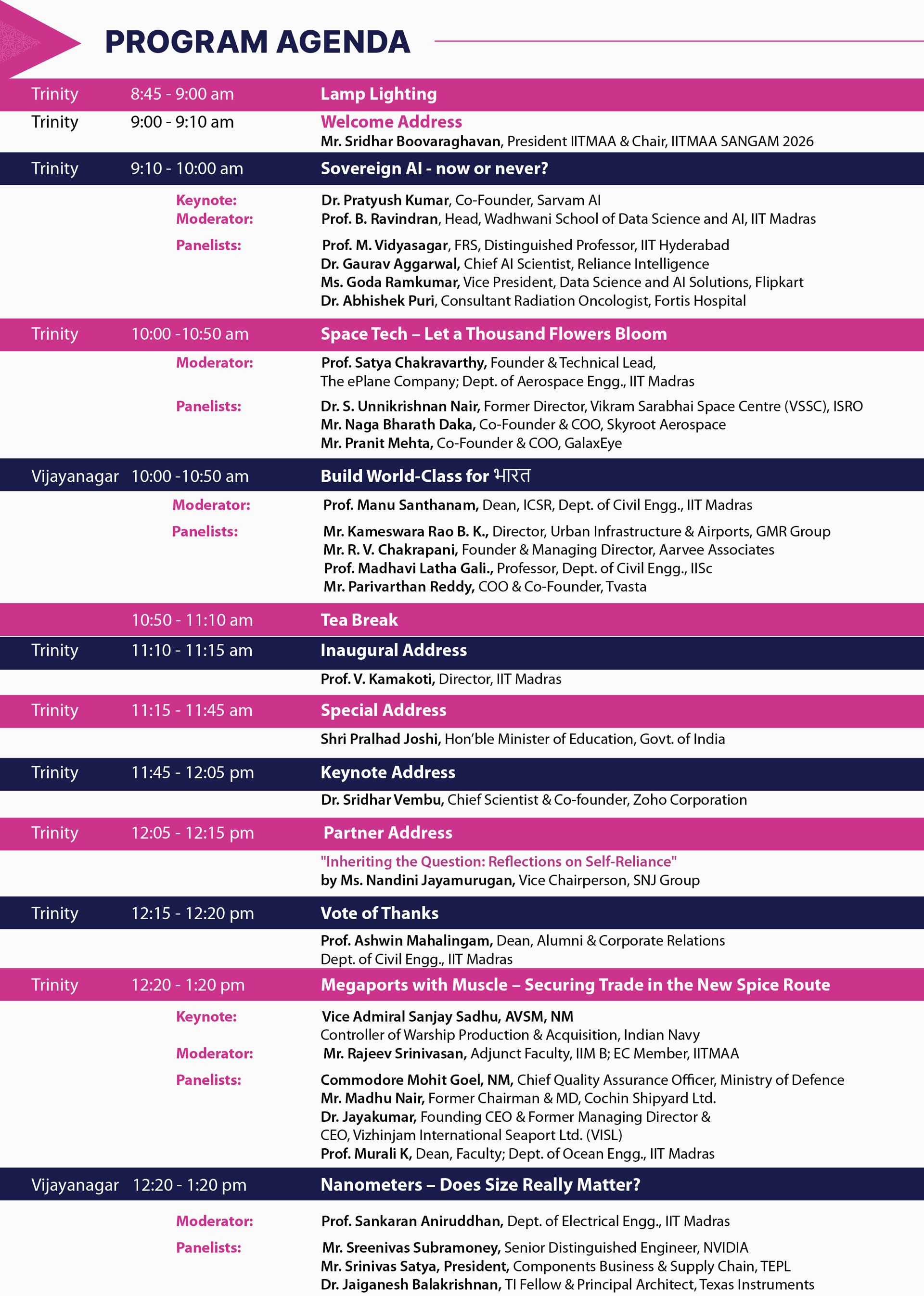 SANGAM 2026 AGENDA