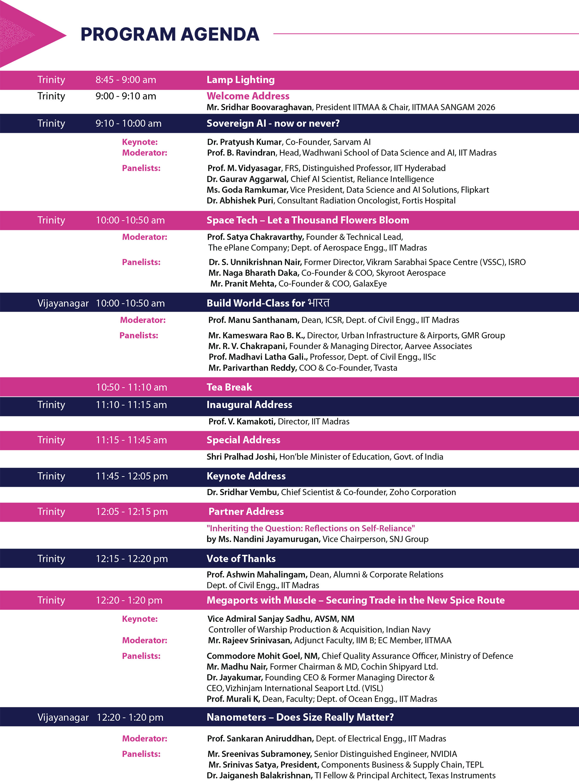 SANGAM 2026 AGENDA